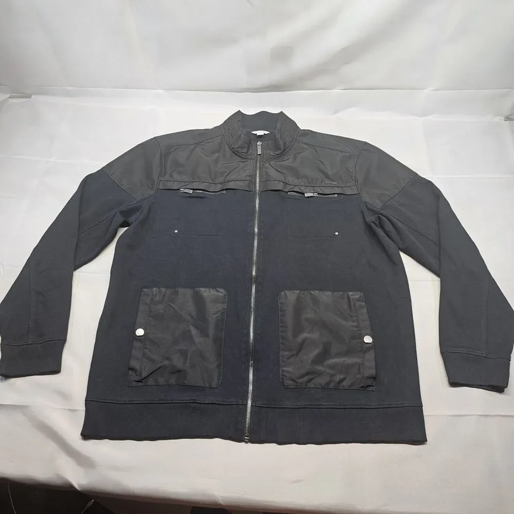 Calvin Klein , Mens Lightweight Matte Bomber Jacket RN# 36543 Black Brown‎ 2XL